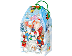 "Снеговик" картонная сумочка голубая ("Cafe Esmeralda" молотый 250 г.)